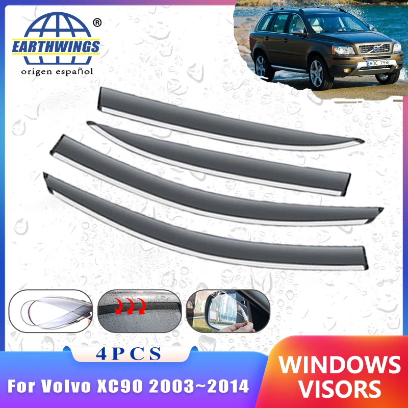 

Wind Shield for Volvo XC90 90 2003~2014 2011 2008 2007 2005 Accessories Deflectors 4x Window Rain Eyebrow Auto Guard Awning Trim