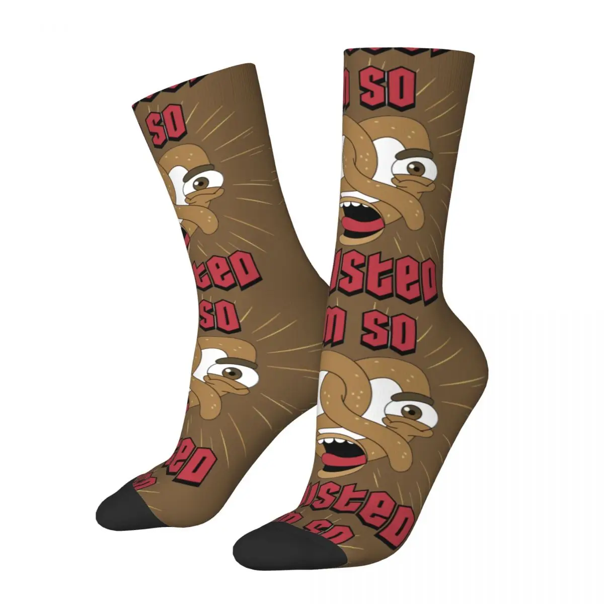 

Funny Happy Men's Compression Socks Twisted Pretzel Retro Harajuku Big Mouth Nicholas Rick Animated TV Street Style Novelty Sock