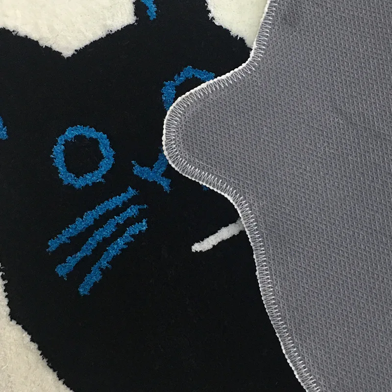 Funny Cat Tufted Rug Cute Black White Cat Soft Plush Carpet INS Home Decor Living Room Bedroom Floor Mat Kids Play Pad Dropship