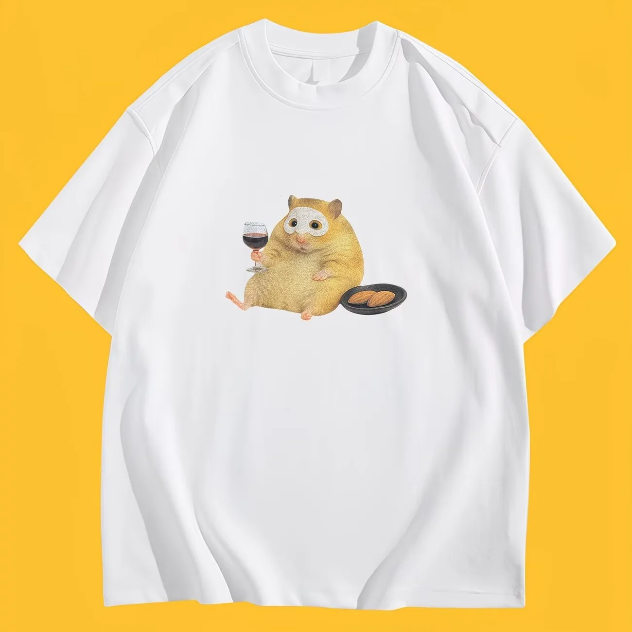 Kawaii Hamster Mask T-Shirt Aesthetic Animal Graphic Tee Summer Short Sleeve Harajuku Style Cute Pet Lover Gift Trendy Girl Tops