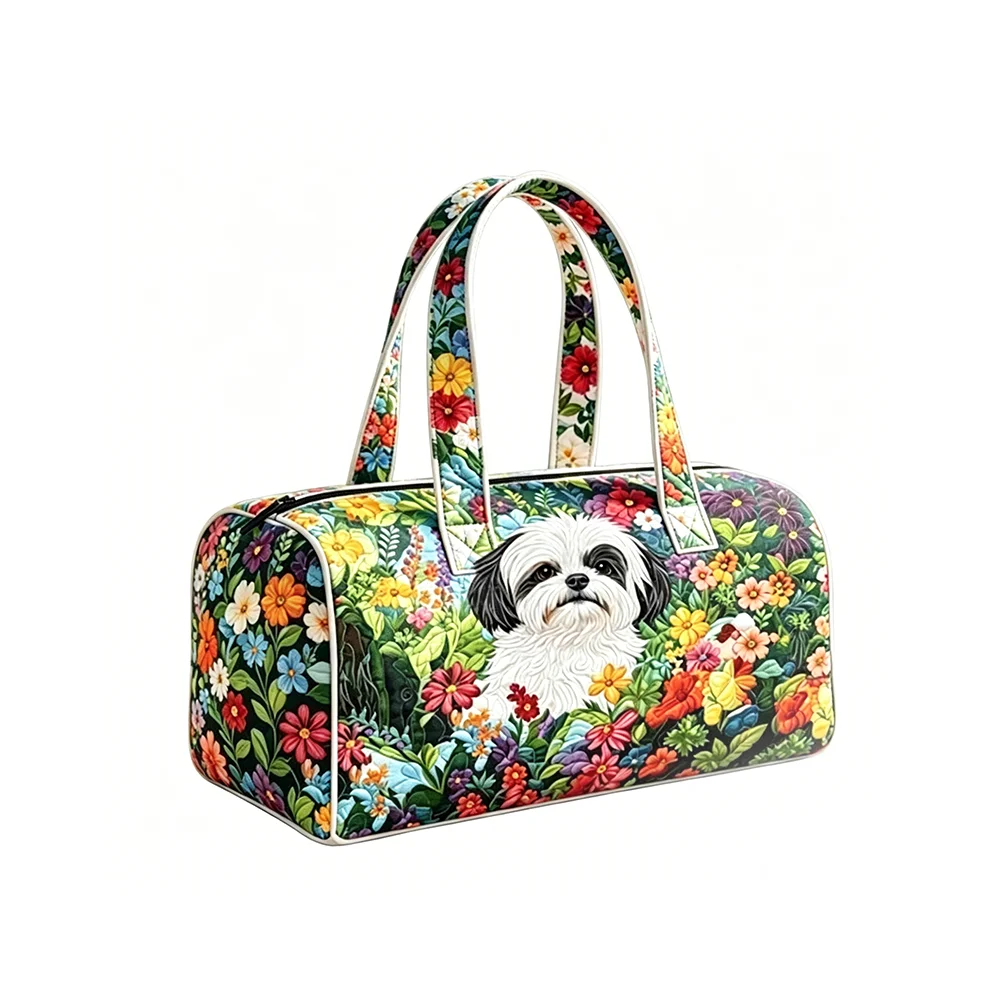 Vintage Books Floral Quilted Bag Bohemian Weekender Artistic Halloween Cute Pet Lover Travel Tote for Women Overnight Bag