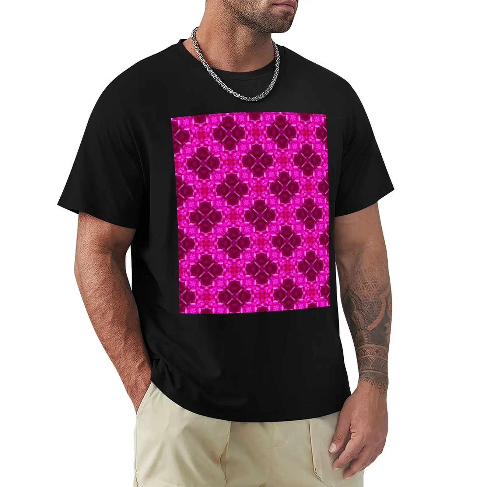 

Spring or summer pink flower petal pattern T-Shirt tees anime clothes funny costumes plain t shirts men