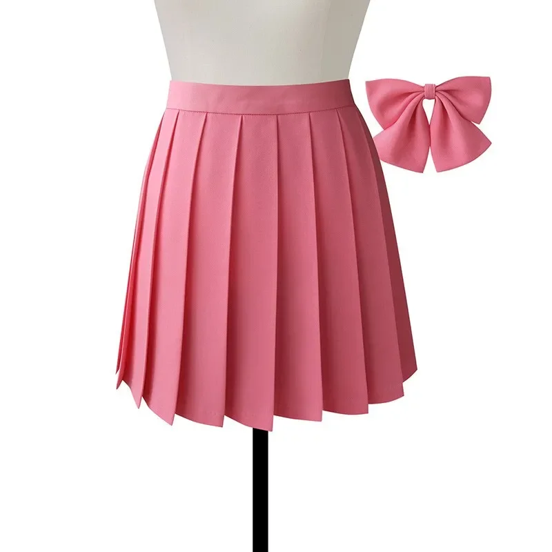 تنورة جديدة بطيات للنساء التنانير الصغيرة للمدرسة اليابانية عالية الخصر Kawaii لطيف رمادي منقوشة تنورة موحدة Harajuku Jupe