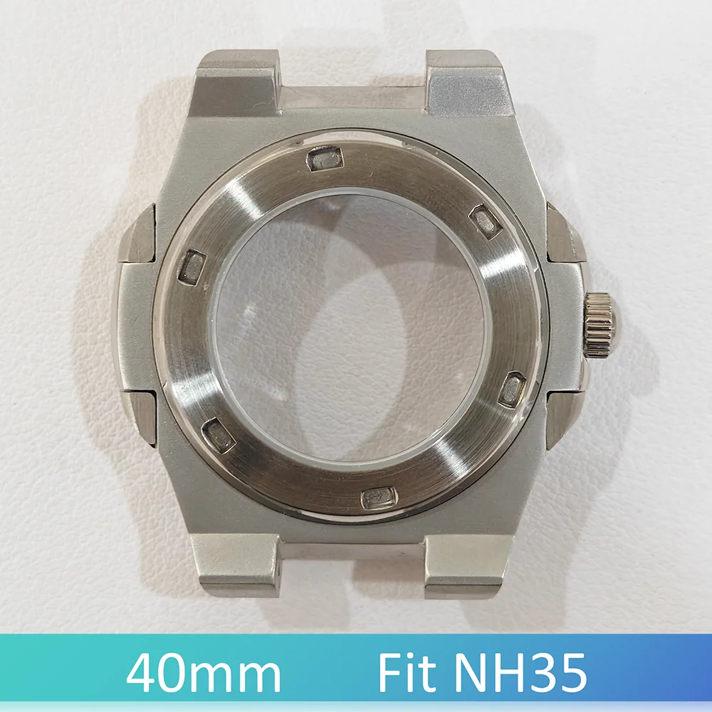 Per NH35 Custodia 40mm Accessori per orologi Acciaio inossidabile 316L Fondo trasparente Shell Cinturino intercambiabile Vetro zaffiro