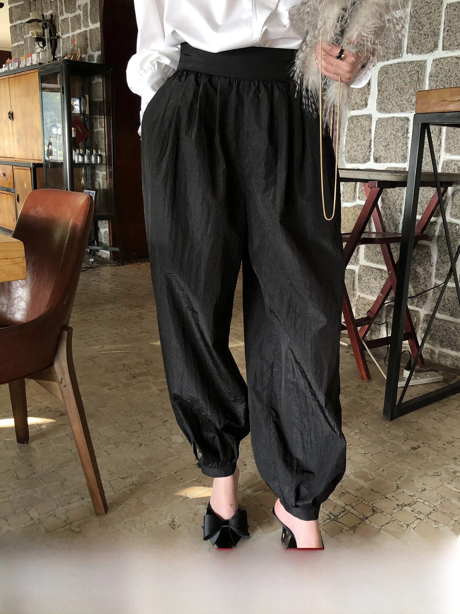 

Gakee Official Bla Loose Casual Pants Women's Spring New Matte Texture Cuffed Leisure Trousers Breathable Nylon Fabric