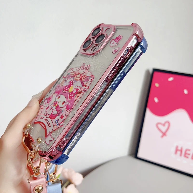 حافظة مضادة للصدمات مطلية بفيونكة كيتي مع حبل حامل لهاتف سامسونج جالاكسي S20 S21 S22 S23 S24 S25 Ultra Plus FE Note 10 20