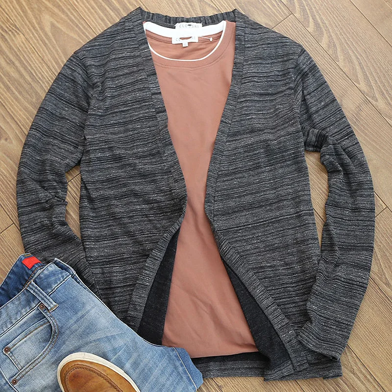 

Coolbar Высококачественный плоский трикотаж, весенний универсальный повседневный джерт с воротником irt, мужской открытый кардиган, верхняя одежда, свободный крой, молодежный энергетический...