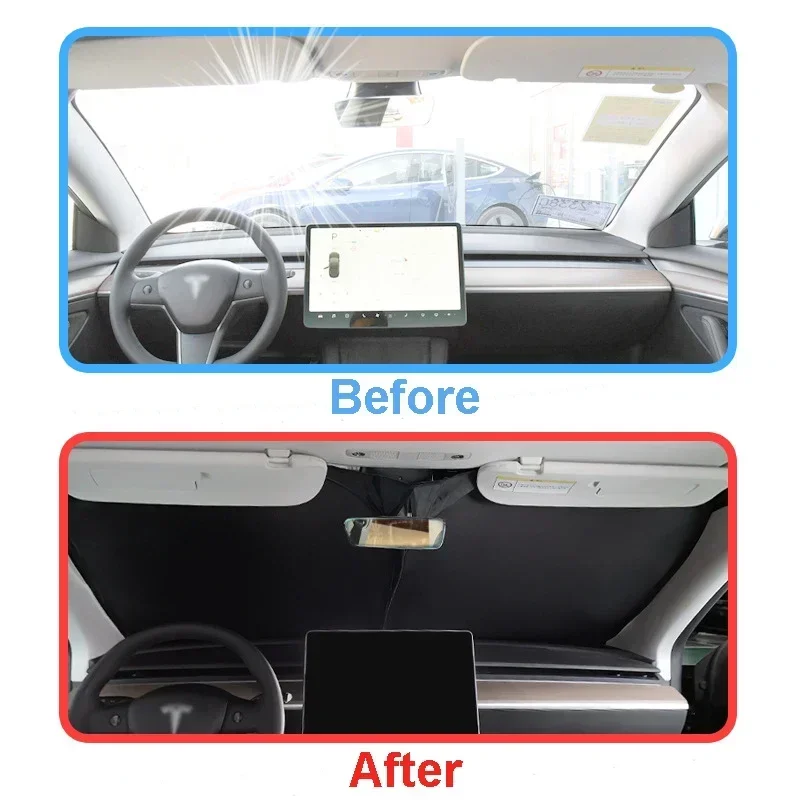 Full Sunshade for Tesla Model 3 Highland 2024 Side Windows Front Windshield Sun Shades Cover Sunproof UV Rays for Hiking Model3+