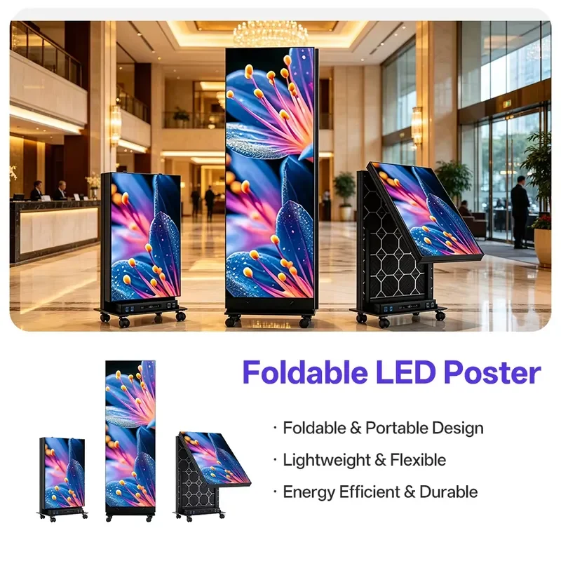 for Tri-fold LED Poster Display 83 92 Inch Touchscreen Digital Signage for Shopping Malls