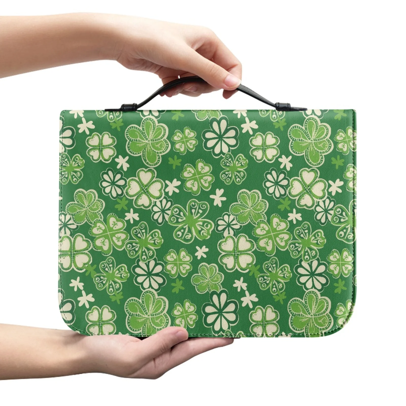 XIXIRIMIDO Green Clover Lightweight Bible Bag Journal Case for Church PU Leather Bible Cover Fashion 2026