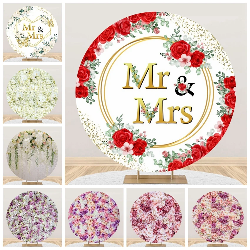 

Wedding Flowers Round Backdrops Photography Bride Portrait Baby Girl Birthday Party Decor Photographic Background Photo Studio