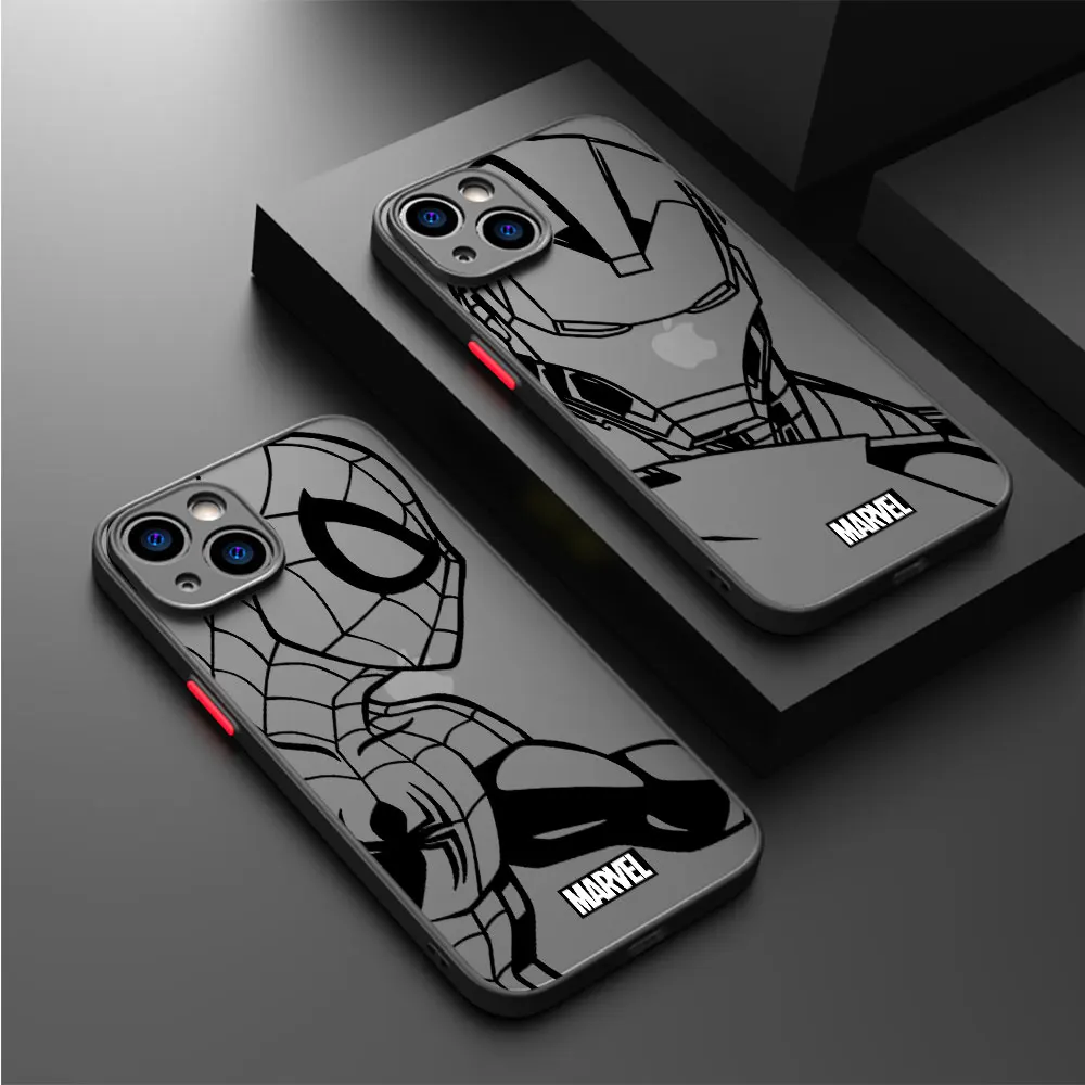 Marvel Spiderman Iron Man Case for Apple iPhone 15 Pro 8 XS X SE 14 Plus 7 6S Plus 11 Pro Max 13 12 Mini XR 12 Shockproof Funda