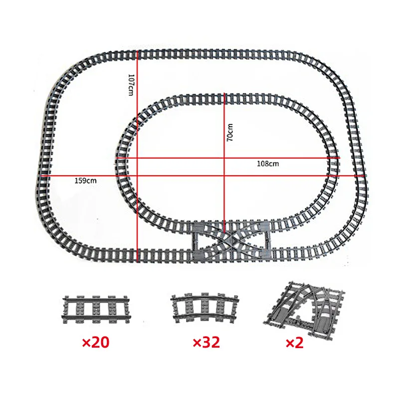 Compatibel Met Lego-Treinrailcombinatie Scène Moc Bouwstenen Diy Cross-Track Spoorbrug Stenen Speelgoed Treinwagon