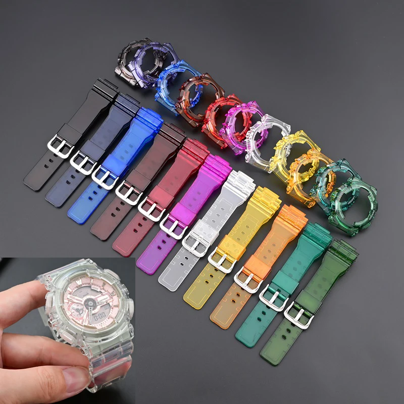

Для GMA-S110/S120/S130/S140 ремешок для часов из ТПУ, прозрачный браслет, аксессуары с инструментом, ремешок для часов, ободок, чехол + чехол