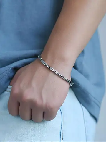 New Safe Braided Men Cuff Bracelet Retro Trendy Hip-hop Niche for Boyfriend Gift Jewelry Accessories