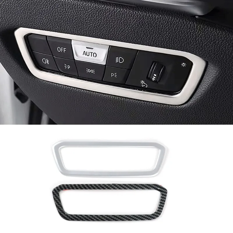 

Auto For BMW 3 Series G20 2020-2022 Car Headlight Switch Frame Decoration Cover Carbon Fiber Color Sticker Interior Accessories