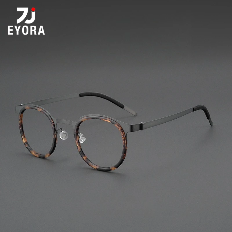 

EYORA оправа большого размера, круглые титановые очки для чтения с защитой от синего луча, фотохромные очки для близорукости и дальнозоркости по рецепту
