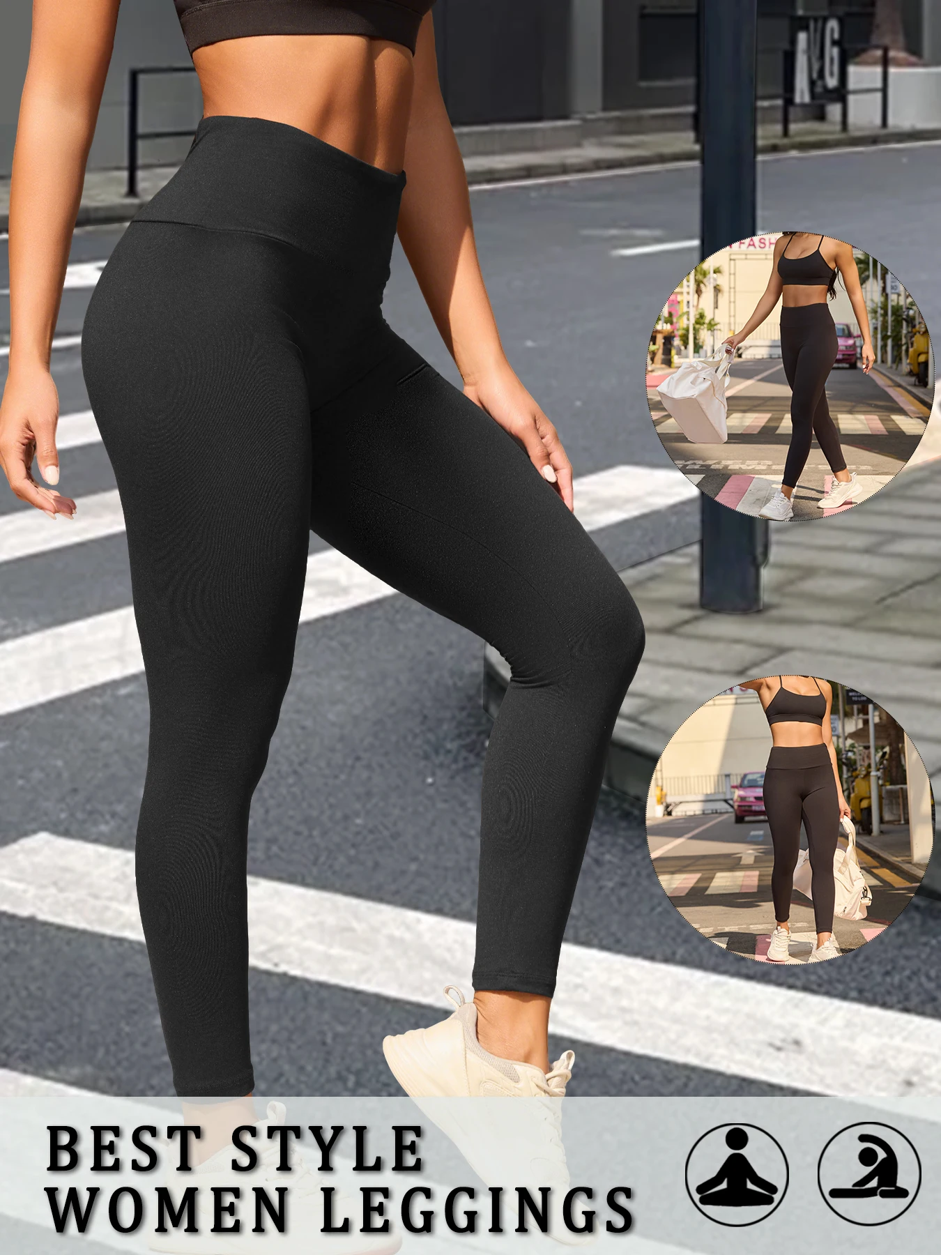 Leggings femininas de cintura alta com controle de barriga: calças super macias, sem transparências para treino, ioga e corrida