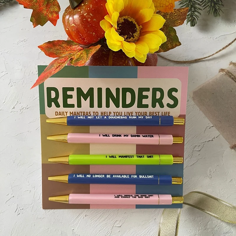 Reminder Daily Mantra Pens MAMA Pens Funny Weekly Pens Fine Point Smooth Writing Pens 2Set