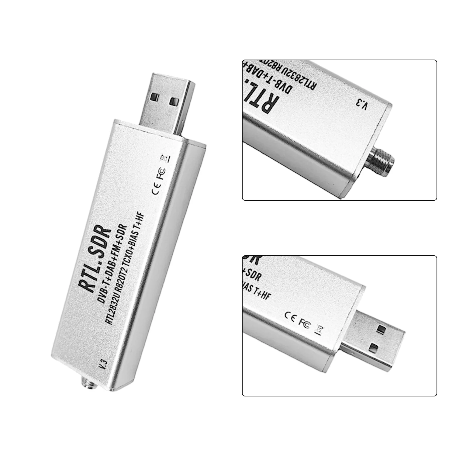 R820T2 RTL2832U Chip Receiver ADSB Built-in 25MHz Full BandS RTLSDR Receiver Software Receiver TCXO Temperature New Practical