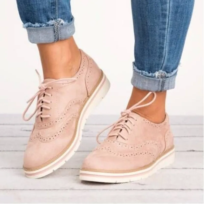 Zapatos planos con cordones para Mujer, zapatillas de plataforma antideslizantes, transpirables, informales, Otoño, 2023