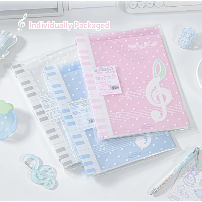 Pink Melody Loose Leaf Notebook Soft Cover B5 Ruled Grid Polka Dot Music Note For Office School Study Stationery