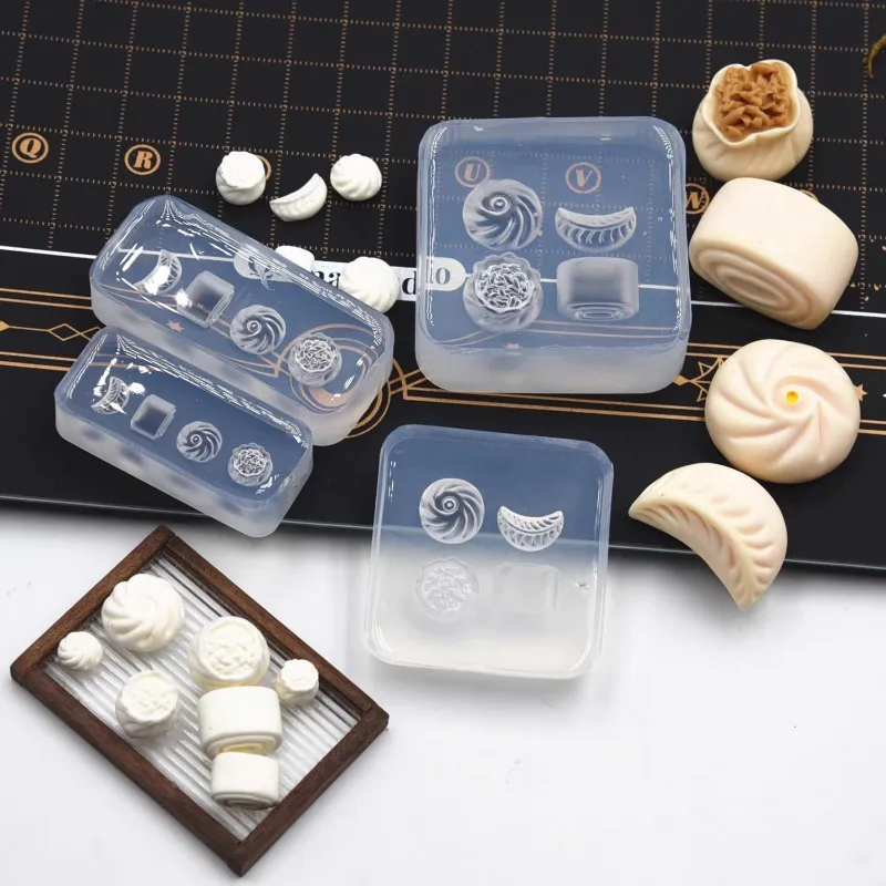 Panini cinesi in miniatura/panini al vapore Stampo in silicone Gnocchi Shaomai Resina Argilla Ceramica morbida Decorazione fai da te Strumenti per la casa delle bambole