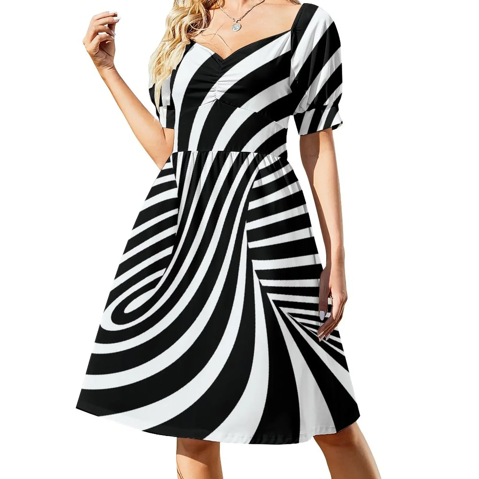 

Optical Twist Short-Sleeved Dress Summer women's clothing dresses korean style