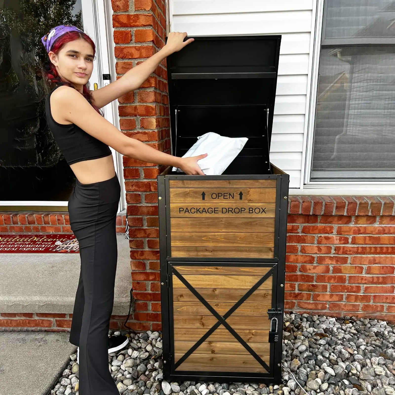 Package Delivery Box for Porch with Lockable Secure, Large Outdoor Parcel Storage Anti Theft -Waterproof Parcel Mailbox