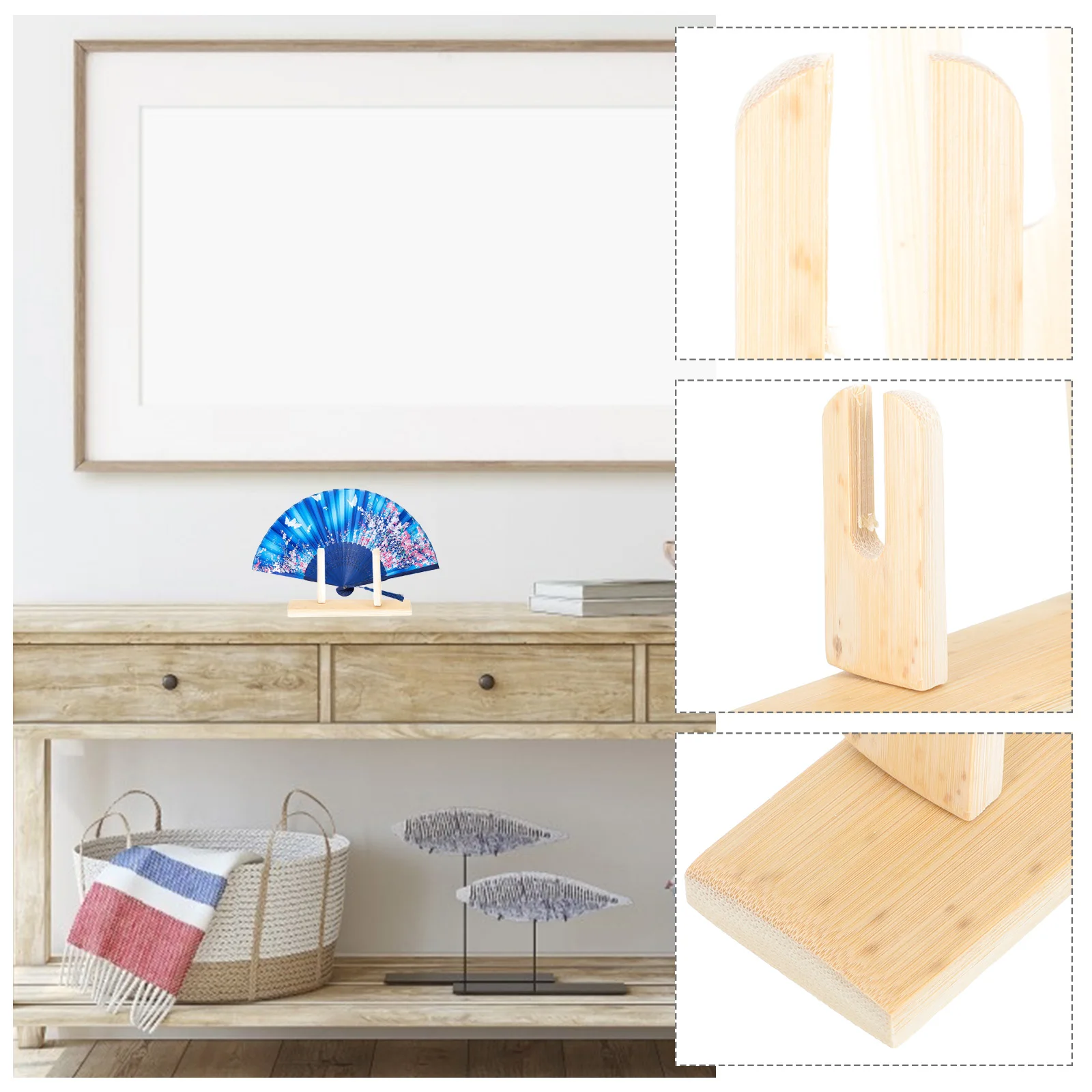 

2Pcs Folding Fan Holder Stand Accessories for Display Chinese Japanese Rack Sturdy Wooden Home Decoration