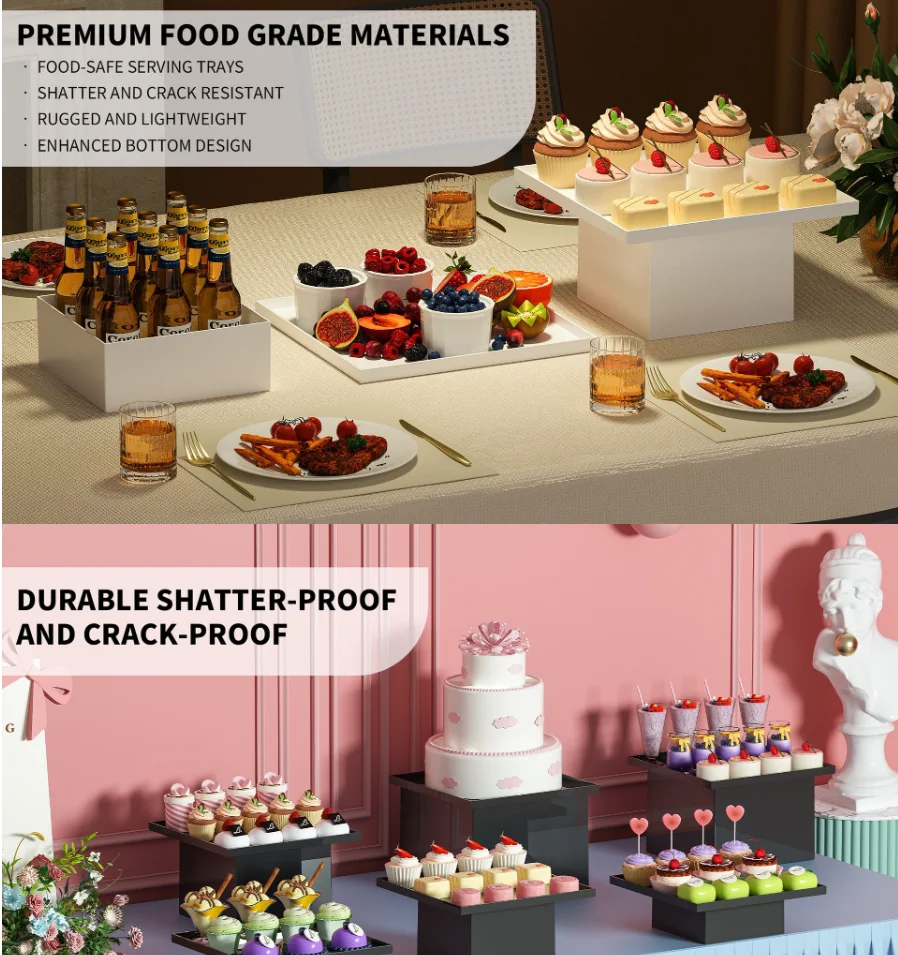 4 Stück/5 Stück weiße Acrylwürfel als Hochzeitsständer, Lebensmittel-Präsentationsständer, Kuchen- und Desserttisch, Hochzeitsdekoration. – Detail 6