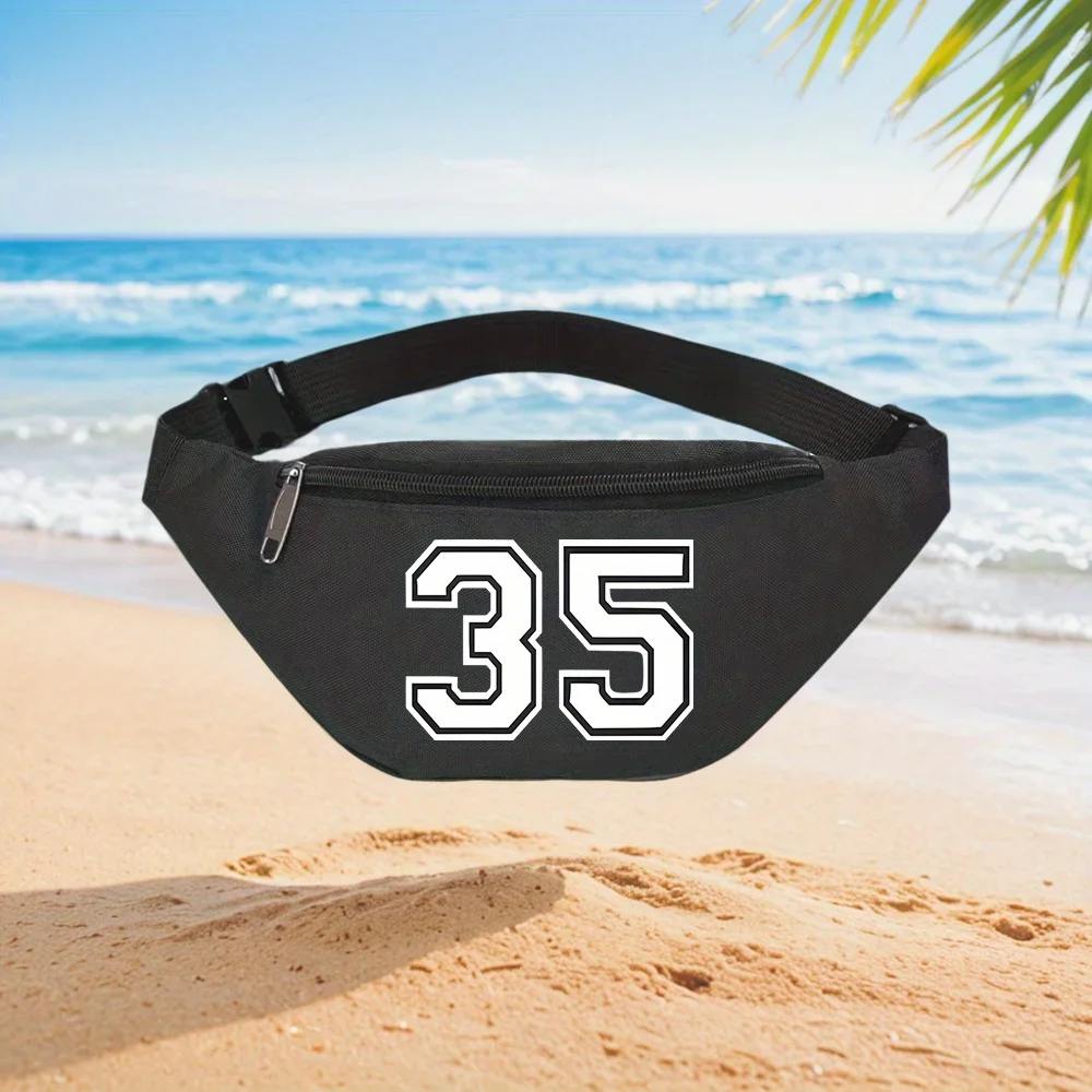 35 Varsity Number Jersey Style Athletic Sporty Fashionable Simple Unique Design Waist Backpack Crossbody Chest Bag Street Casual