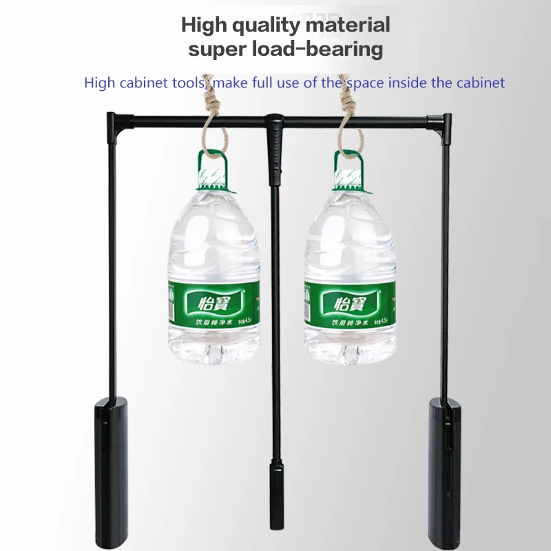 Pull Down Retractable Telescopic Clothes Hanging Rod With Smooth Buffer Drop And Lift System For Wardrobe Closet Home Use
