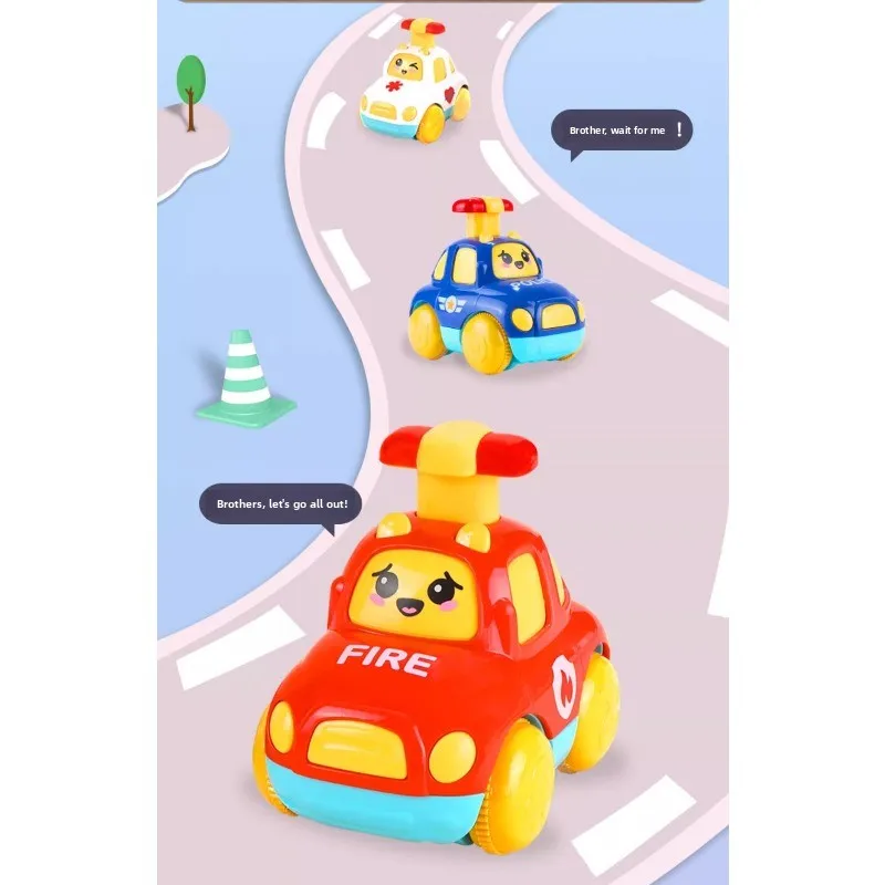 Push-Along speelgoedauto voor kinderen voor jongens en meisjes Inertie-aangedreven opwindbare auto Educatief speelgoed voor baby's van 6 maanden tot 3 jaar