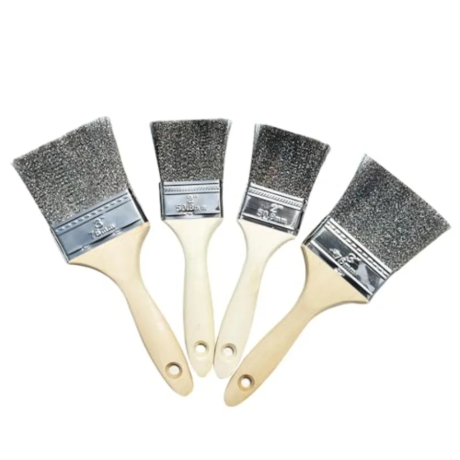 

Набор проволочных щеток из нержавеющей стали, 4 щетки для чистки с деревянной ручкой для удаления ржавчины и краски