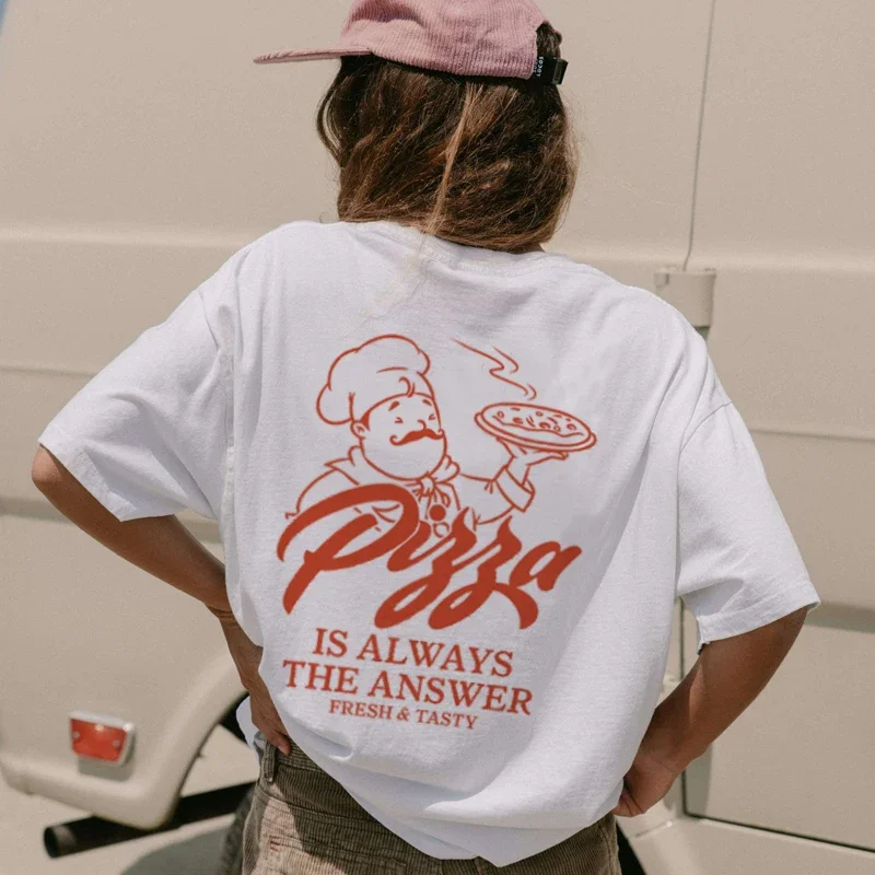 Women Retro Style Pizza Funny T-shirts Cute Foodie Pizza Lover T Shirt Summer Fashion Vintage Streetwear Tops Unisex Clothing