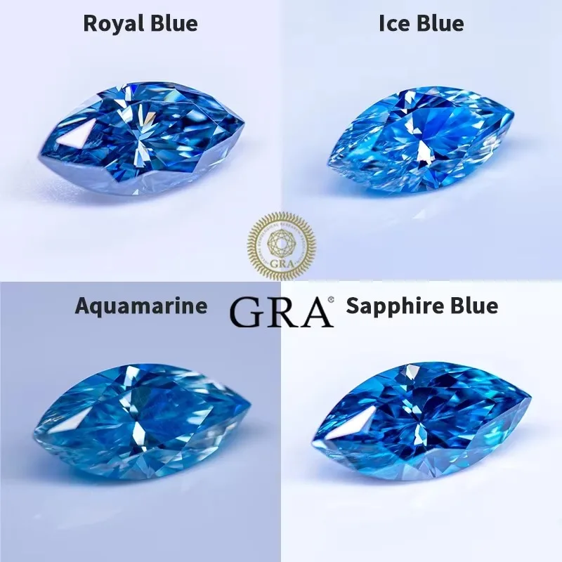 Top Quality Moissanite Stone Gemstone Multiple Colors VVS1 Marquise Shape for DIY Jewelry Bracele Rings Making with Certificate
