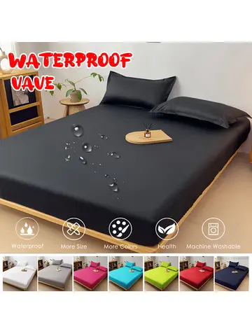 Throw Waterproof Mattress Cover Bed Fitted Sheet Mattress Bedspread Protector Pads Single/Double/King/Queen Full Size Gray/White