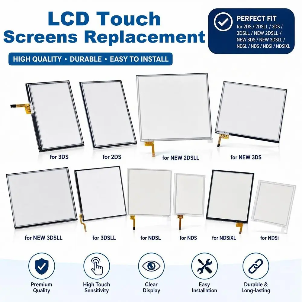 Glass LCD Touchscreen Digitizer Plastic Flexible Cable Touch Screen Panel for 2DS, New 2DS LL, 3DS, New 3DS, 3DS LL