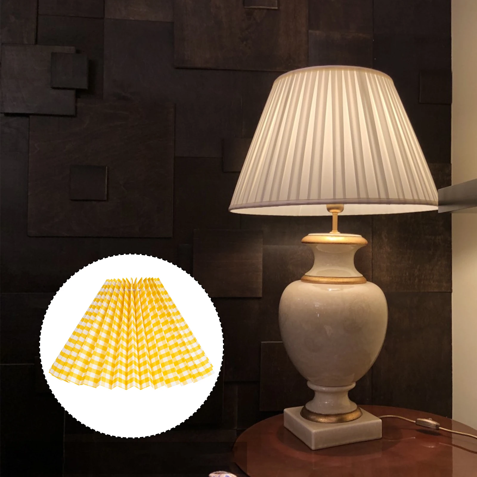 

Folding Drum Shade For Bedroom Table Lamp Replacement Cloth Lampshade Dustproof Vintage Design Household Light Cover Easy