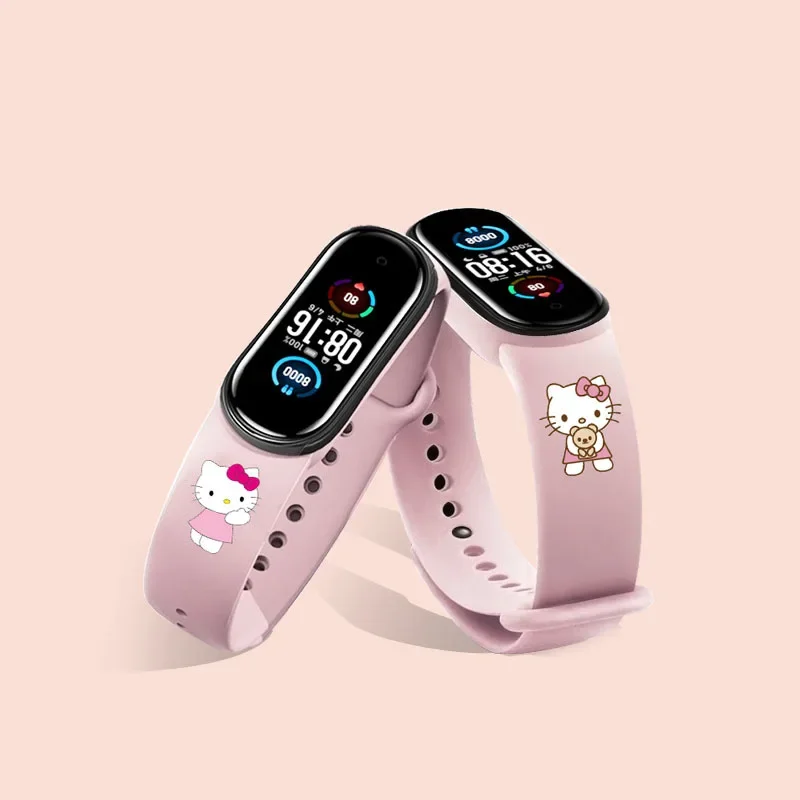 Hello Kitty Anime Cartoon Strap for Mi Band 7 6 5 4 3  Bracelet Strap New Correa for Xiao Miband 7 Strap Smart Watch Wrist Women