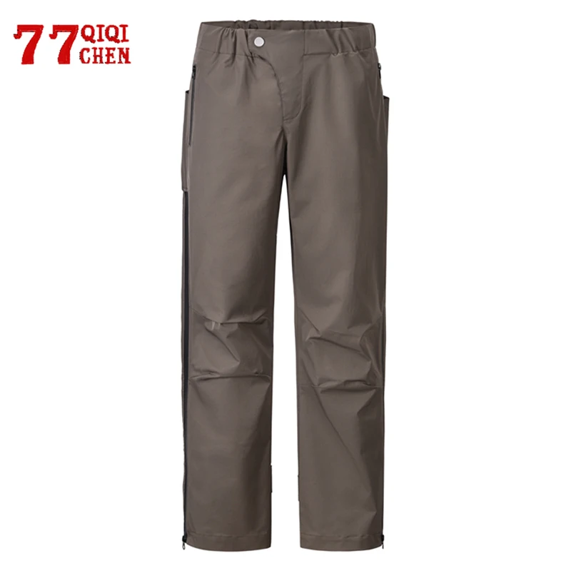 Vintage Quick Drying Cargo Pants Men Side Zipper Wide Leg Elastic Waist Tactical Pants Waterproof Loose Casual Trousers Spring