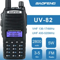 UV-82 Baofeng Walkie Talkie 5W Two Way Radio Dual Standby Long Range Handheld Amateur Radio Mobile Dual Band VHF UHF Transceiver