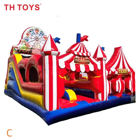 by ship to door, 2026 new circus carnival party inflatable bouncer Playground commercial inflatable obstacle course for sale