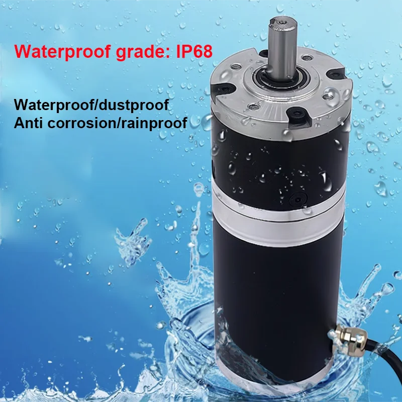 60mm 24V Waterproof Dustproof IP68 Planetary Reduction DC Motor high load torque 245kg 18-1660rpm speed for underwater working