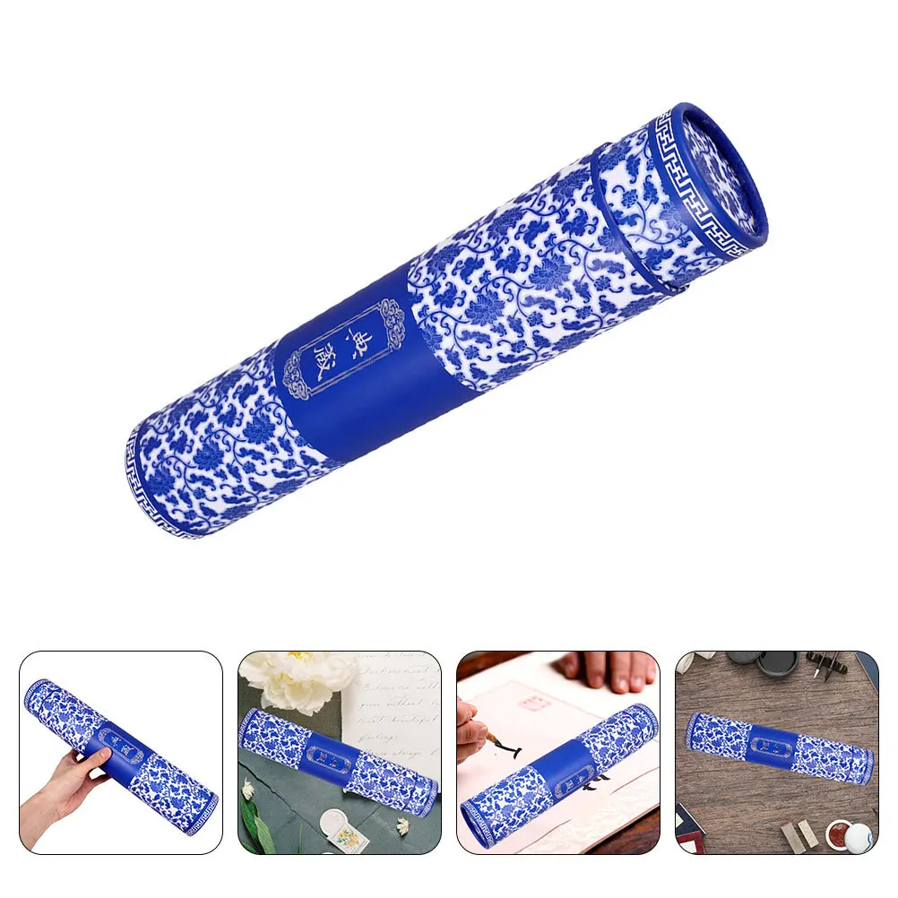 2 قطعة من البورسلين الأزرق والأبيض لتخزين الأعمال الفنية أنبوب رسم تصغير قابل للتعديل لطلاء أسطوانة تخزين مستندات النقل #1
