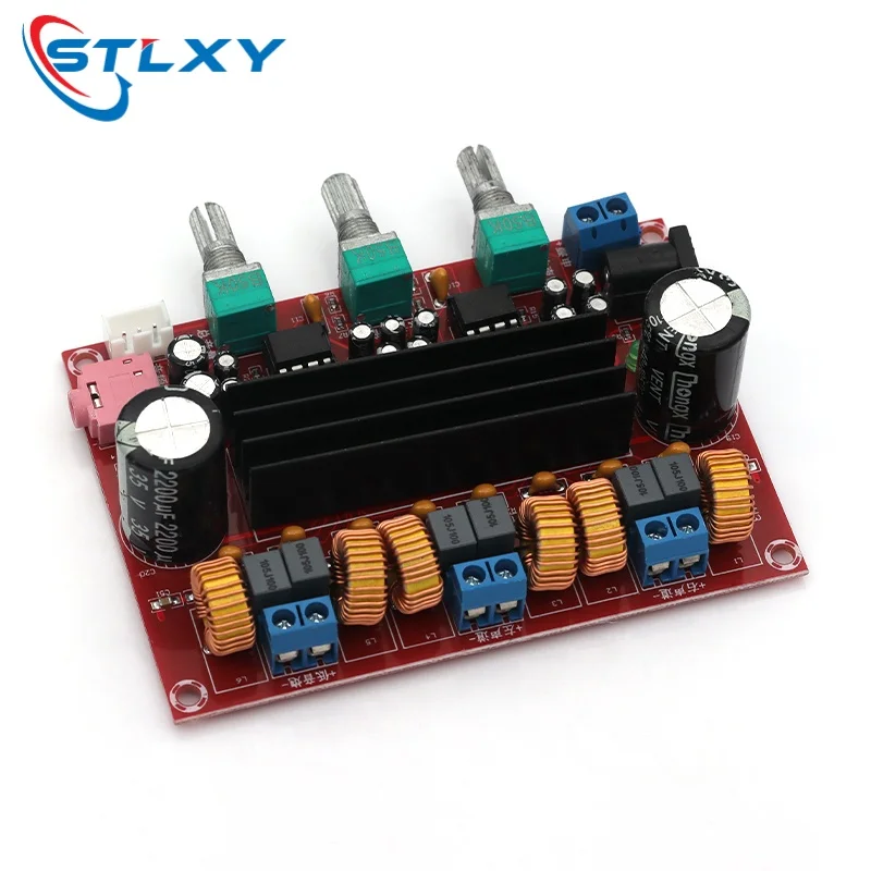 XH-M139 Audio Amplifier Board 2x50W 100W 2.1 Channel Amplifier Modules DC 12-24V 3 Sound Channels Energy Saving Pure HiFi Music view 5