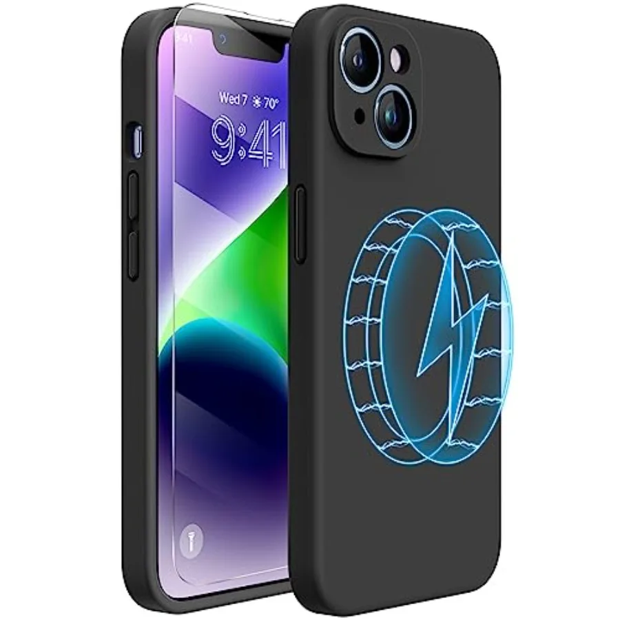 

Magnetic Case Designed for iPhone 14 Case with Screen Protector, [Upgraded Enhanced Camera Protection], Shockproof Liquid Silic