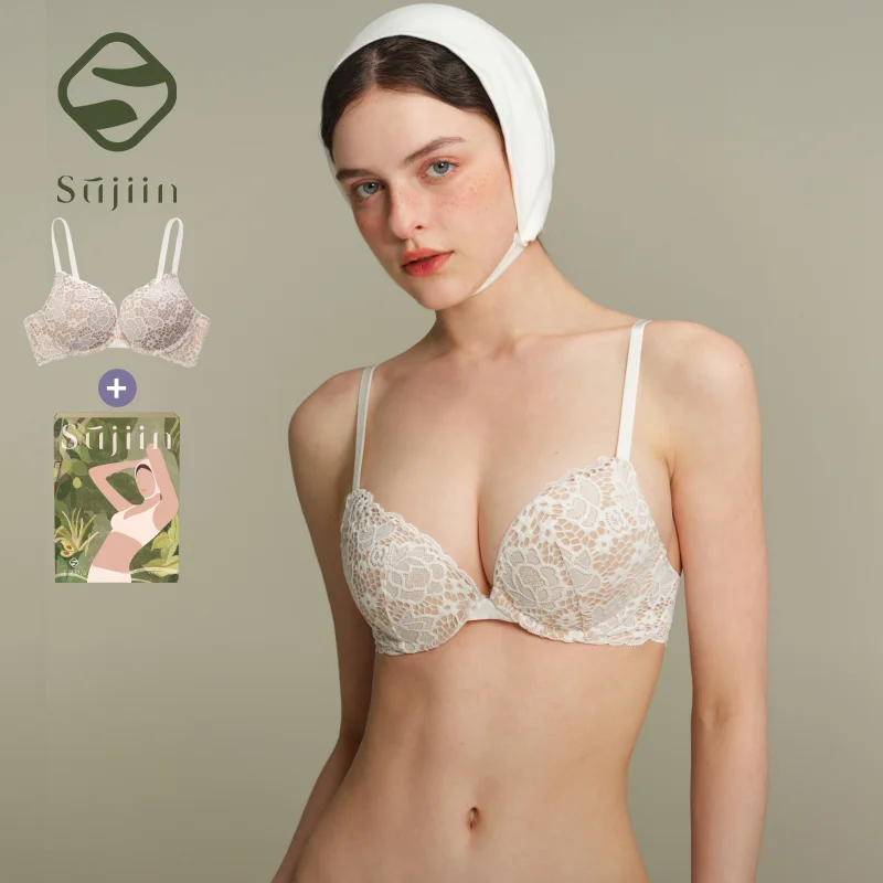 

SUJIIN Sexy Lace Wireless Small Chest Bras for Women Push Up Supportive Plunge Bra Lady Summer Comfortable Bralette Female XM020