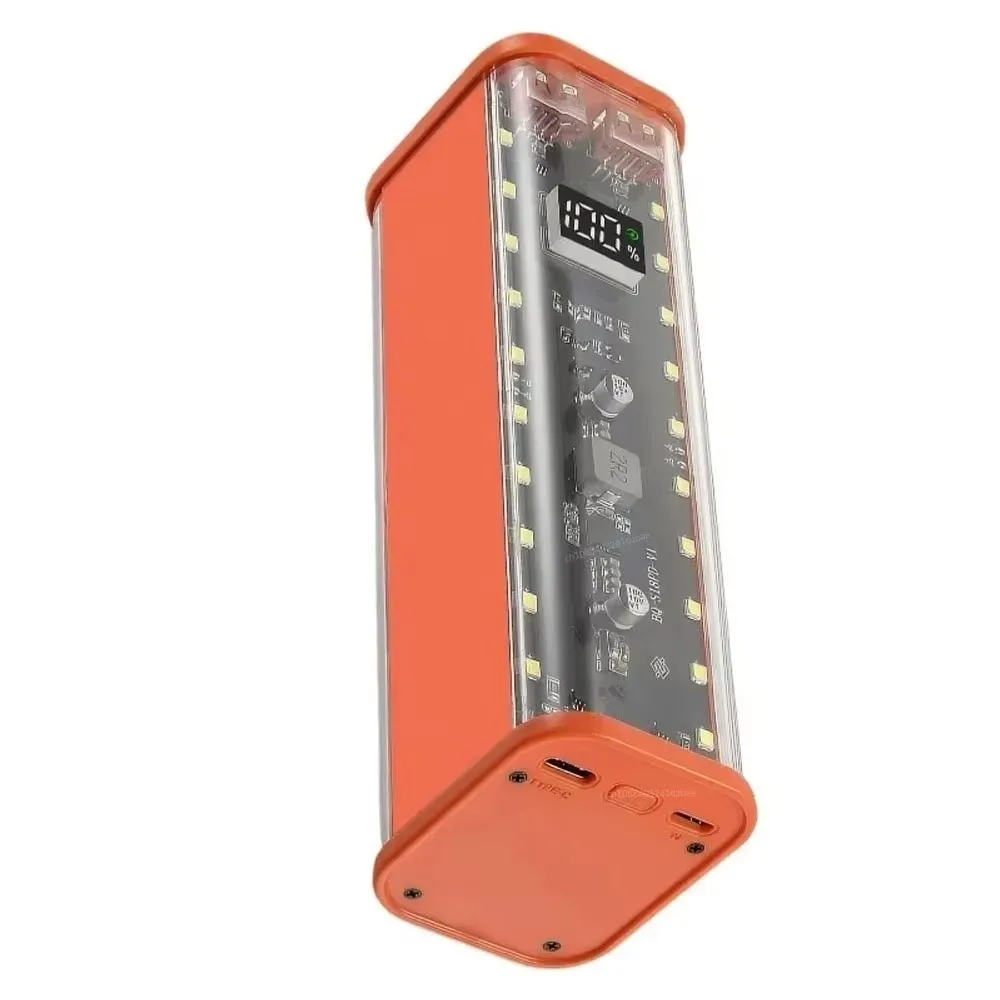 8x18650 Power Bank Case LED Screen Transparent 18650 Battery Box Large Capacity Digital Display Battery Storage Box Outdoor Use